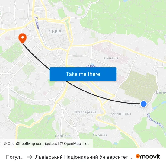 Погулянка to Львівський Національний Університет Ім. Івана Франка map