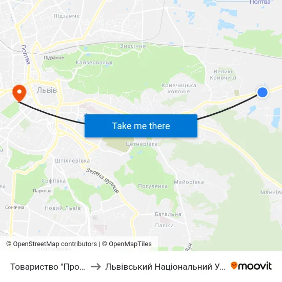 Товариство "Провесінь-Агроінвест" to Львівський Національний Університет Ім. Івана Франка map