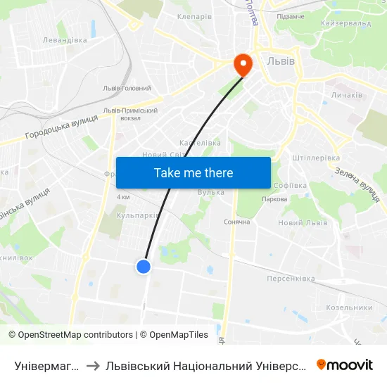Універмаг "Океан" to Львівський Національний Університет Ім. Івана Франка map