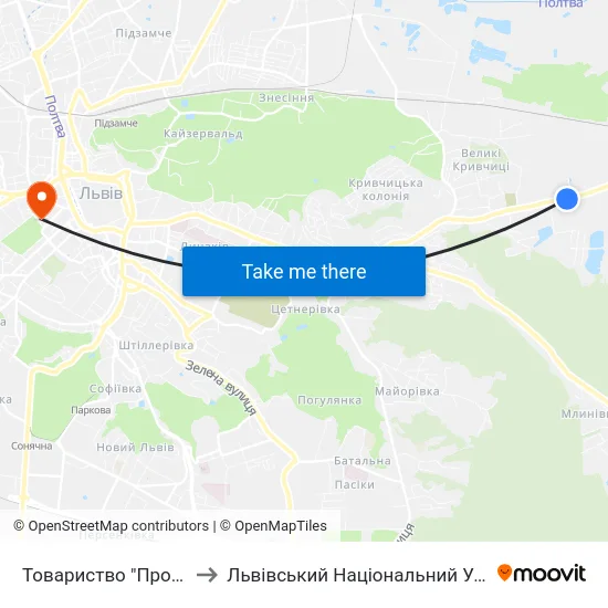Товариство "Провесінь-Агроінвест" to Львівський Національний Університет Ім. Івана Франка map