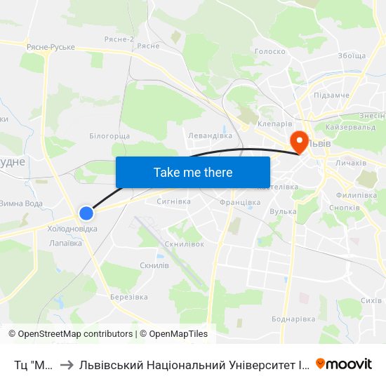 Тц "Metro" to Львівський Національний Університет Ім. Івана Франка map