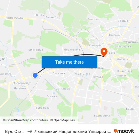 Вул. Станційна to Львівський Національний Університет Ім. Івана Франка map