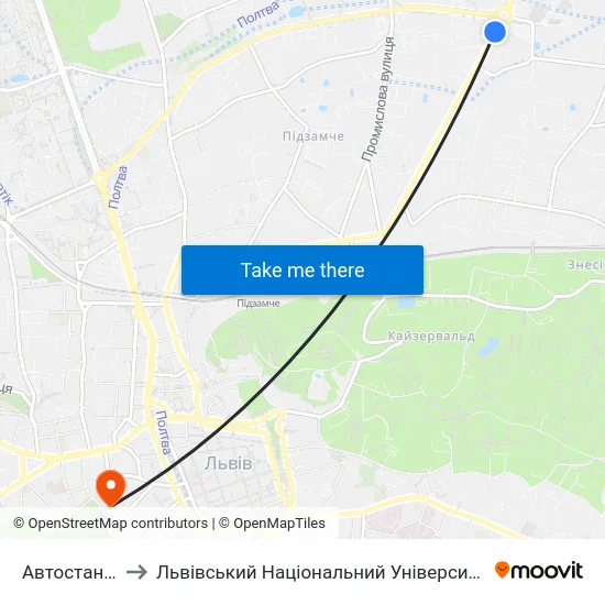 Автостанція №2 to Львівський Національний Університет Ім. Івана Франка map