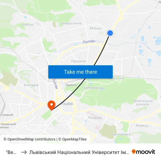 "Весна" to Львівський Національний Університет Ім. Івана Франка map