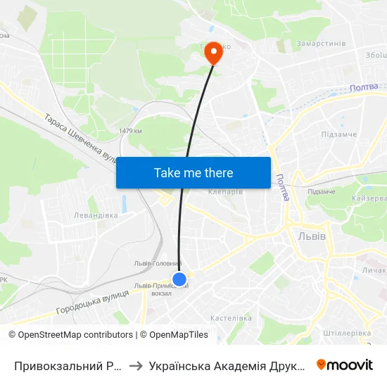 Привокзальний Ринок to Українська Академія Друкарства map