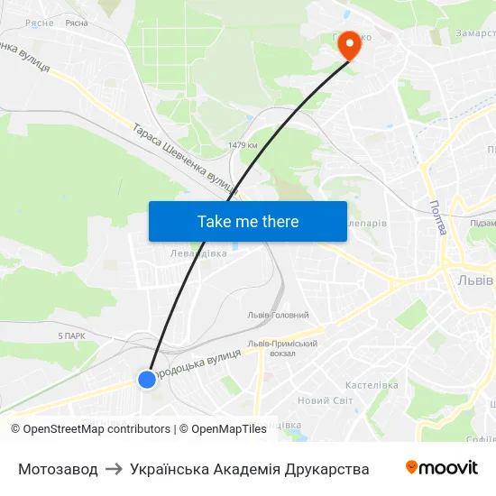 Мотозавод to Українська Академія Друкарства map