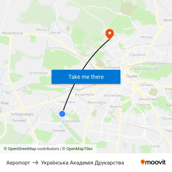 Аеропорт to Українська Академія Друкарства map