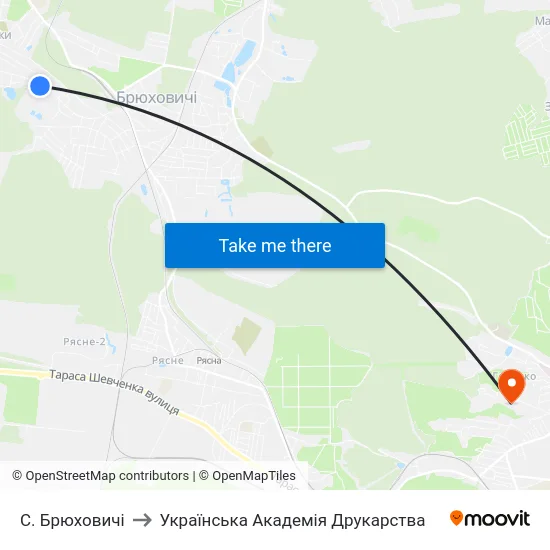 С. Брюховичі to Українська Академія Друкарства map