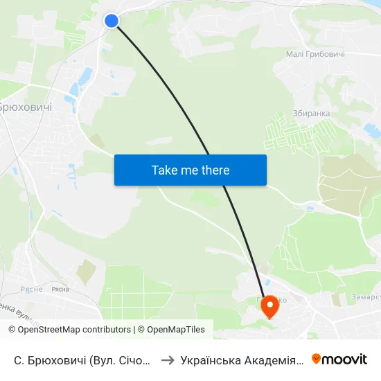 С. Брюховичі (Вул. Січових Стрільців) to Українська Академія Друкарства map
