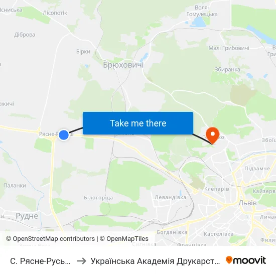 С. Рясне-Руське to Українська Академія Друкарства map