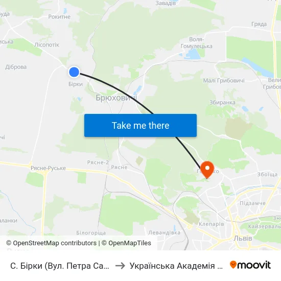 С. Бірки (Вул. Петра Сагайдачного) to Українська Академія Друкарства map