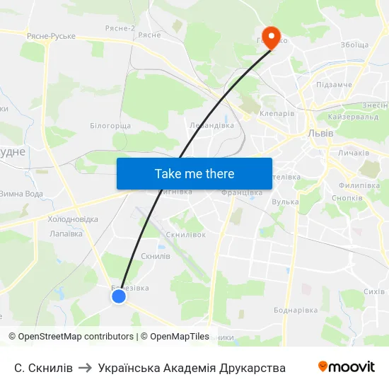 С. Скнилів to Українська Академія Друкарства map