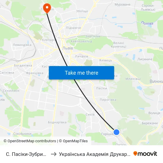 С. Пасіки-Зубрицькі to Українська Академія Друкарства map
