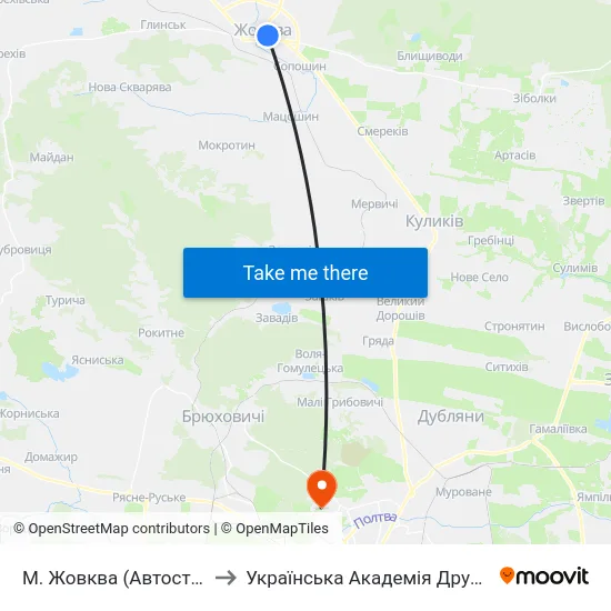 М. Жовква (Автостанція) to Українська Академія Друкарства map