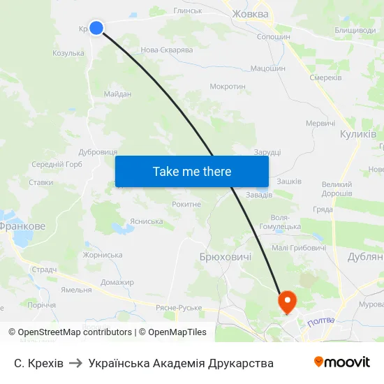 С. Крехів to Українська Академія Друкарства map