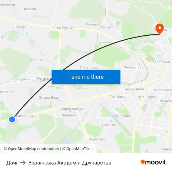 Дачі to Українська Академія Друкарства map