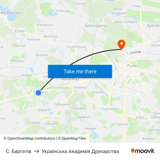 С. Бартатів to Українська Академія Друкарства map