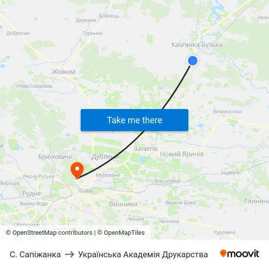 С. Сапіжанка to Українська Академія Друкарства map