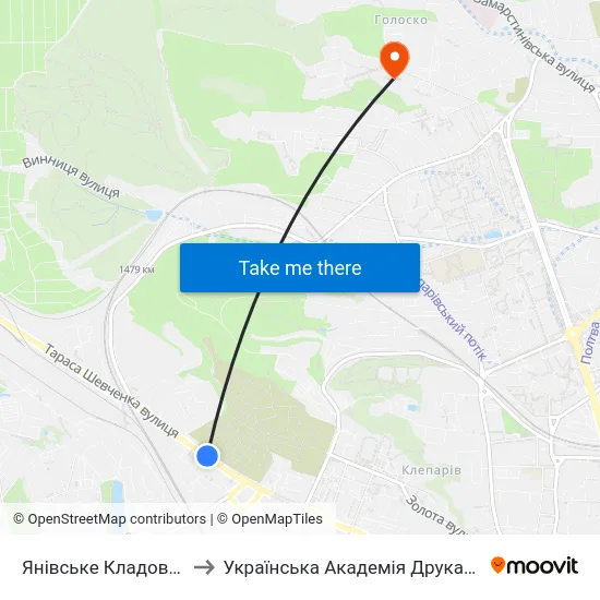 Янівське Кладовище to Українська Академія Друкарства map