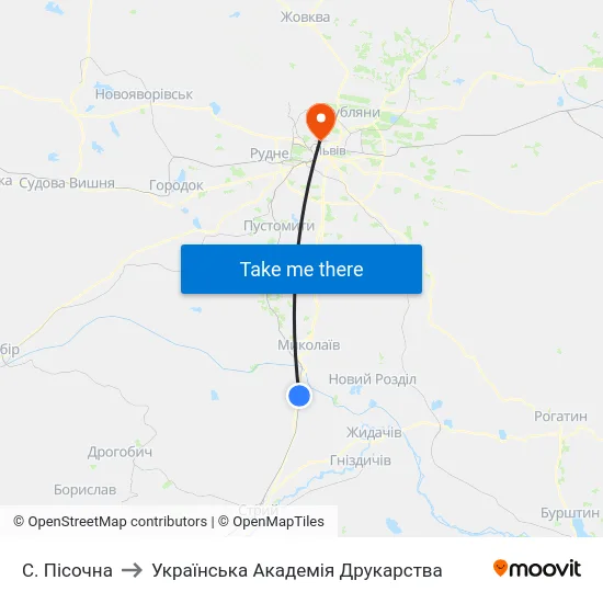 С. Пісочна to Українська Академія Друкарства map