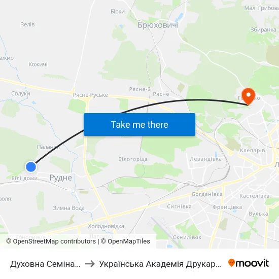 Духовна Семінарія to Українська Академія Друкарства map