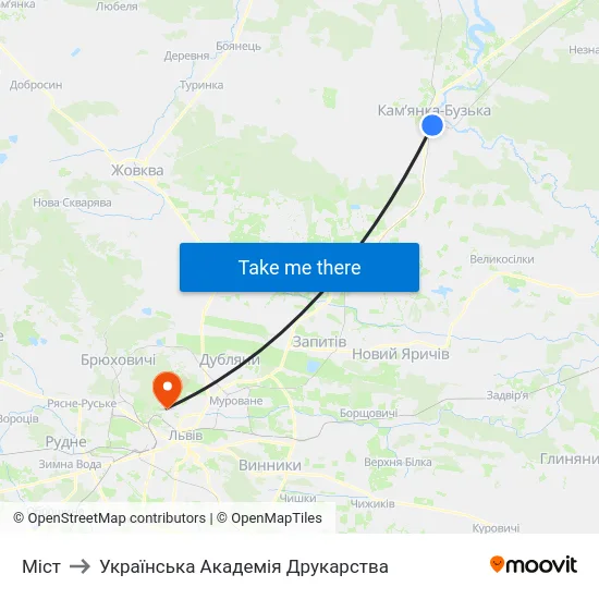 Міст to Українська Академія Друкарства map