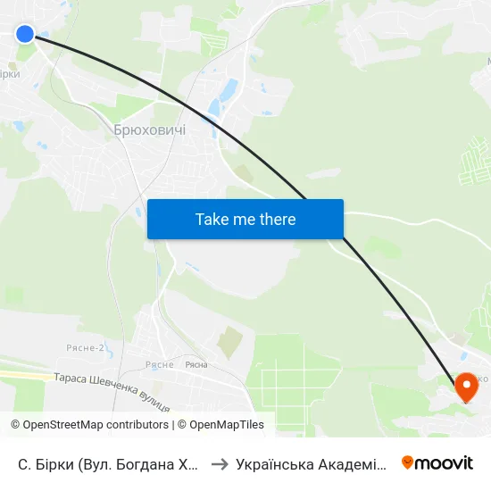 С. Бірки (Вул. Богдана Хмельницького) to Українська Академія Друкарства map