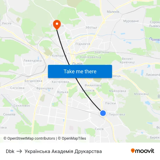 Dbk to Українська Академія Друкарства map