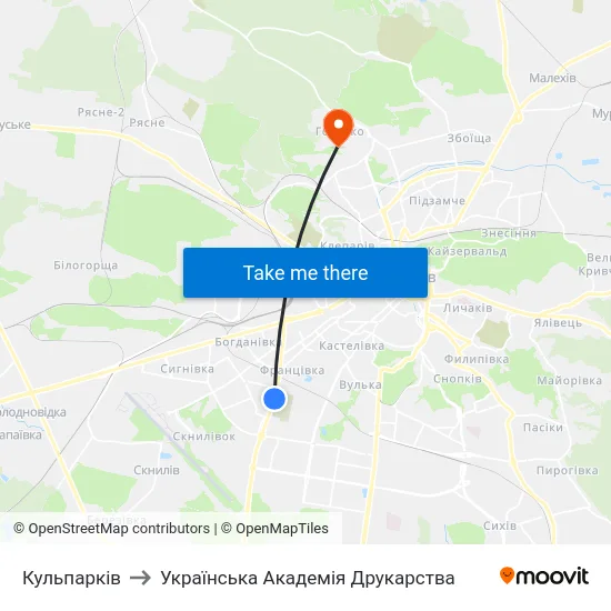 Кульпарків to Українська Академія Друкарства map