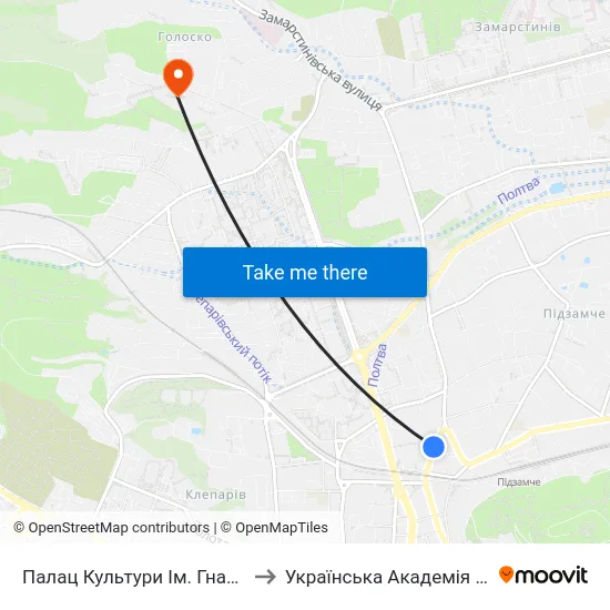 Палац Культури Ім. Гната Хоткевича to Українська Академія Друкарства map