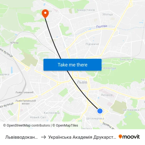 Львівводоканал to Українська Академія Друкарства map