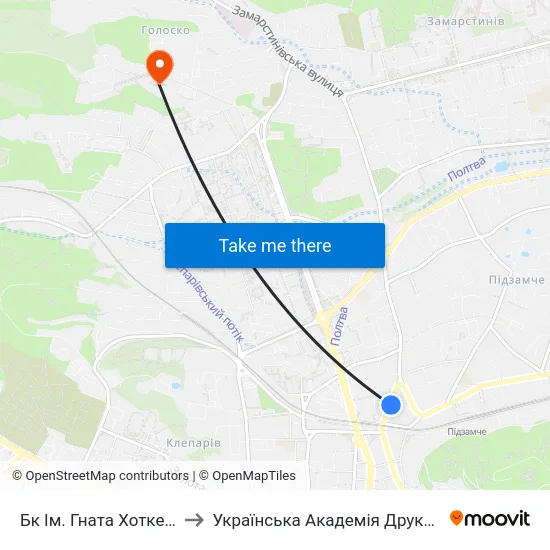 Бк Ім. Гната Хоткевича to Українська Академія Друкарства map