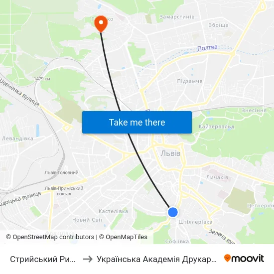Стрийський Ринок to Українська Академія Друкарства map