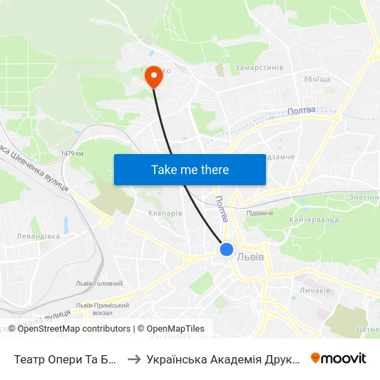 Театр Опери Та Балету to Українська Академія Друкарства map