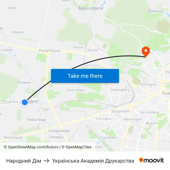 Народний Дім to Українська Академія Друкарства map