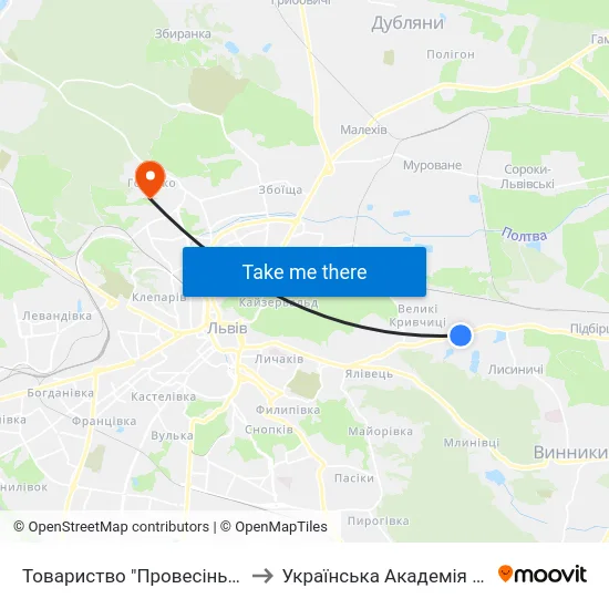 Товариство "Провесінь-Агроінвест" to Українська Академія Друкарства map