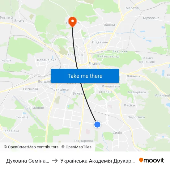 Духовна Семінарія to Українська Академія Друкарства map
