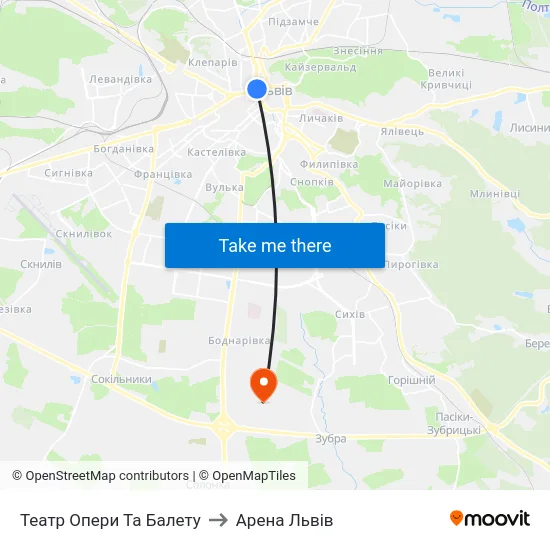 Театр Опери Та Балету to Арена Львів map