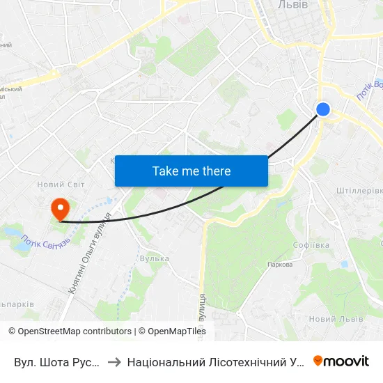 Вул. Шота Руставелі to Національний Лісотехнічний Університет map