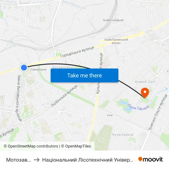 Мотозавод to Національний Лісотехнічний Університет map