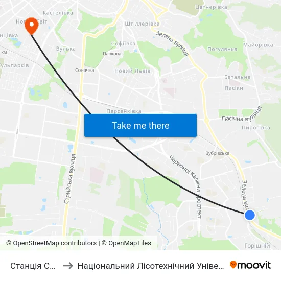 Станція Сихів to Національний Лісотехнічний Університет map