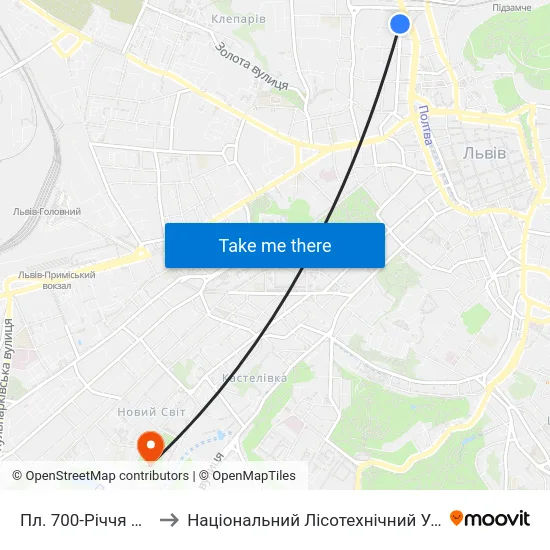 Пл. 700-Річчя Львова to Національний Лісотехнічний Університет map