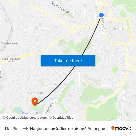 Пл. Різні to Національний Лісотехнічний Університет map
