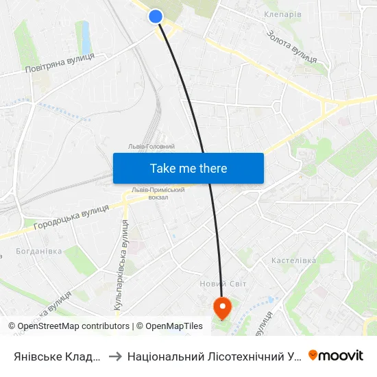 Янівське Кладовище to Національний Лісотехнічний Університет map
