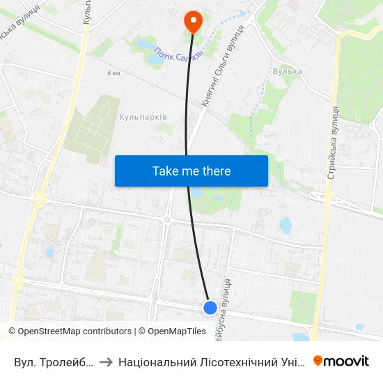 Вул. Тролейбусна to Національний Лісотехнічний Університет map
