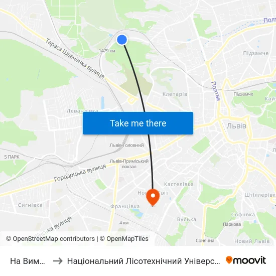 На Вимогу to Національний Лісотехнічний Університет map