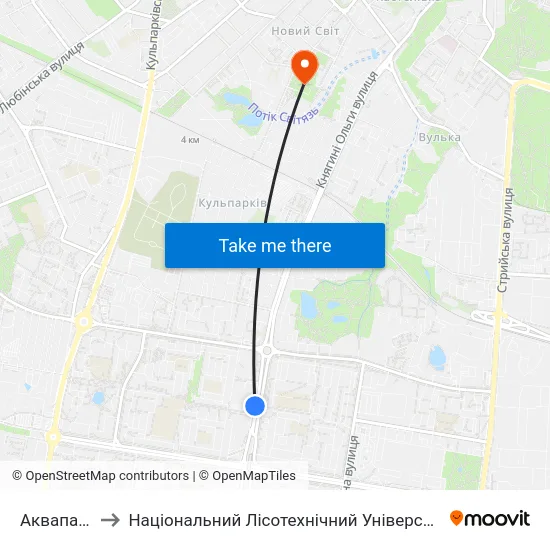Аквапарк to Національний Лісотехнічний Університет map
