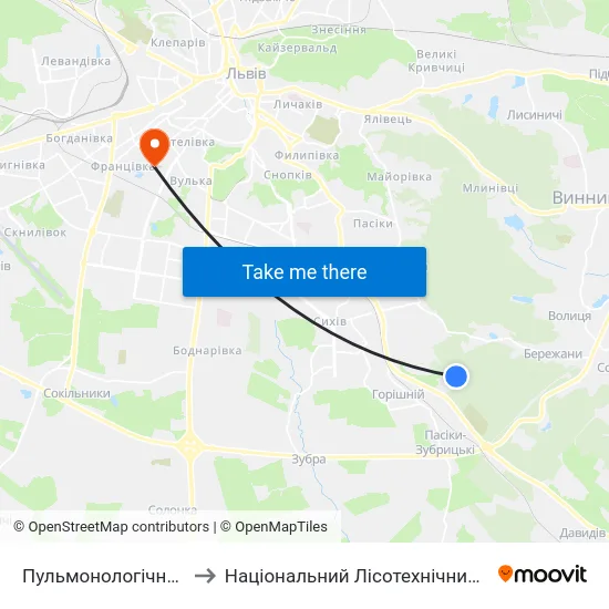Пульмонологічний Центр to Національний Лісотехнічний Університет map