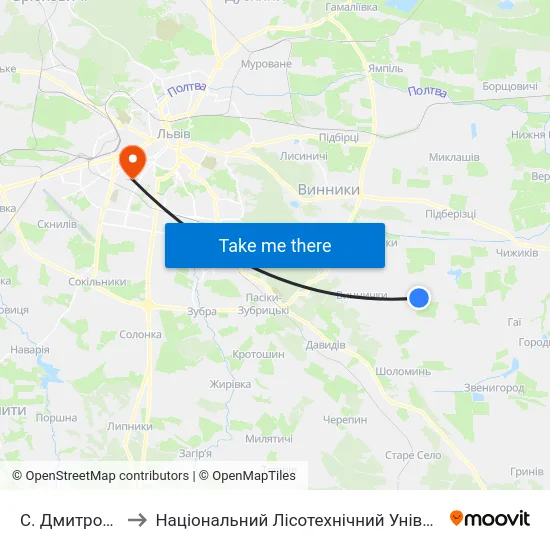С. Дмитровичі to Національний Лісотехнічний Університет map