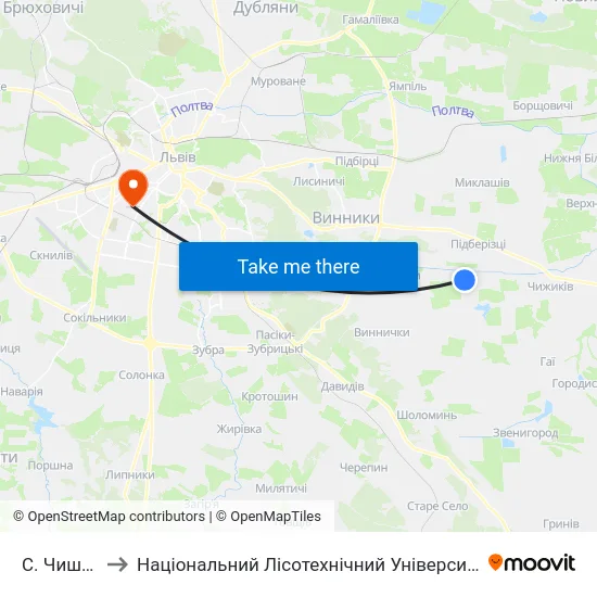 С. Чишки to Національний Лісотехнічний Університет map